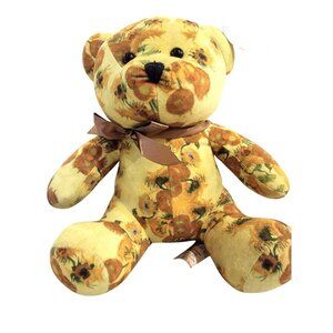 Vtg  Van Gogh Exhibit Teddy Bear Sunflower Immersive Experience Green BrownVinta